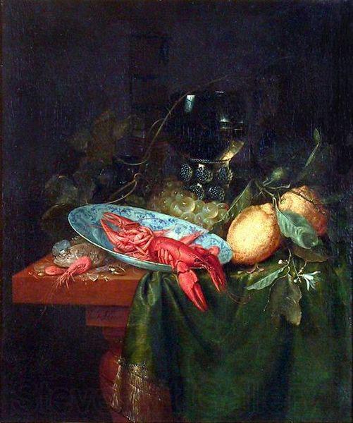 Pieter de Ring Stilleben mit Romer, Krebsen und Zitronen Norge oil painting art